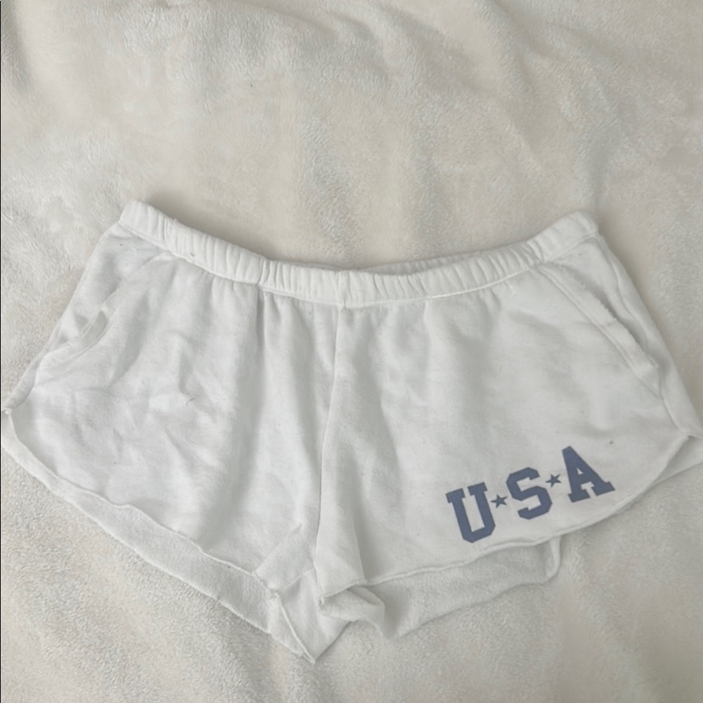 white sweatshorts
